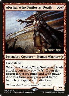 Alesha, Who Smiles at Death card from Prerelease Cards