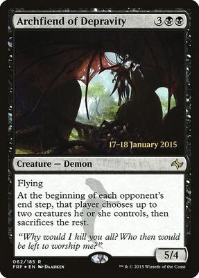 Archfiend of Depravity card from Prerelease Cards