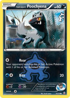 Team Aqua's Poochyena card from Double Crisis