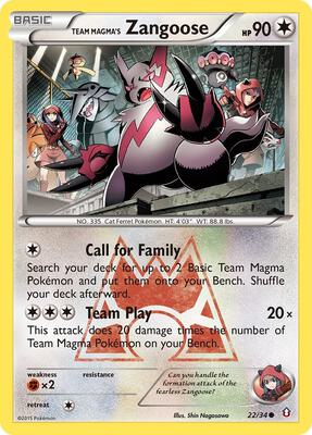 Team Magma's Zangoose card from Double Crisis