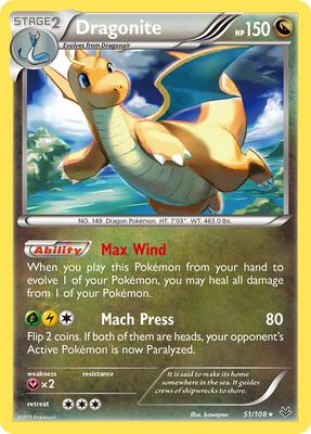 Dragonite (51) card from XY - Roaring Skies
