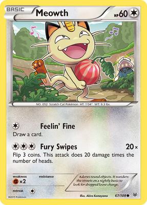 Meowth card from XY - Roaring Skies