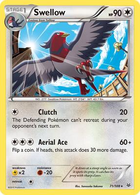 Swellow (71) card from XY - Roaring Skies