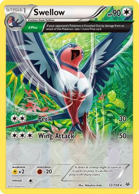 Swellow (72 Delta) card from XY - Roaring Skies