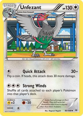 Unfezant (80) card from XY - Roaring Skies