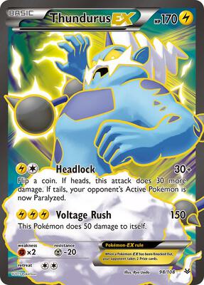 Thundurus EX (98 Full Art) card from XY - Roaring Skies