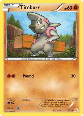 Timburr (#11) card from BW Trainer Kit: Excadrill & Zoroark