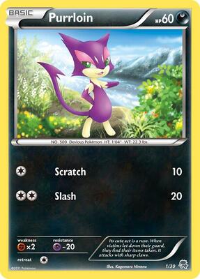 Purrloin (#1) card from BW Trainer Kit: Excadrill & Zoroark
