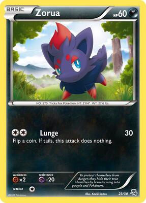 Zorua (#23) card from BW Trainer Kit: Excadrill & Zoroark